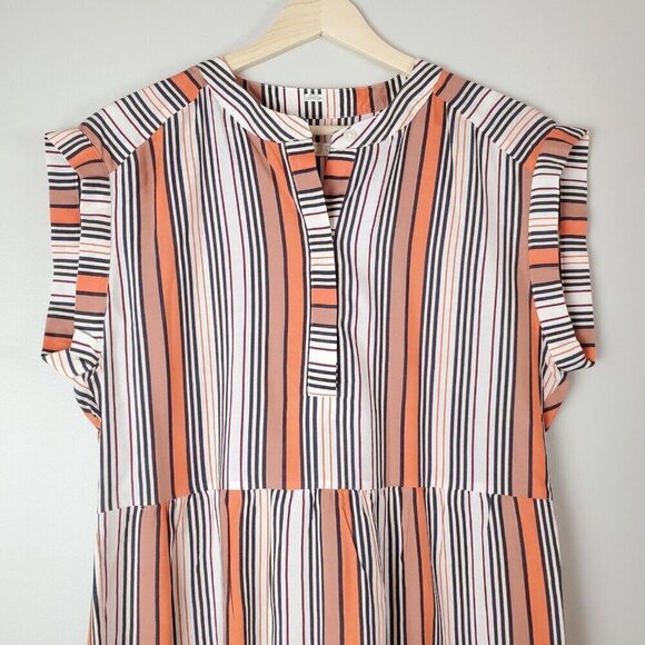 Marie Oliver Dress‎ Womens Small Lachlan Silk Mini Tiered Orange Pink Stripes - Picture 10 of 16